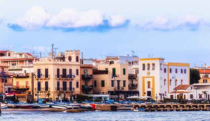 Fototapeta na wymiar Lovely Evening at Mondello, Sicily on Italy, in South Europe. Landscape Travel Picture
