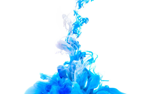 Ink in water. Abstract background. . Ink swirling in water. Ink in water isolated on white background. Colorful ink in water.