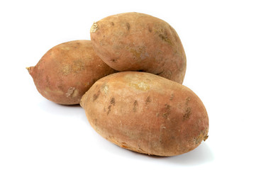 Sweet potato Ipomoea batatas on white background