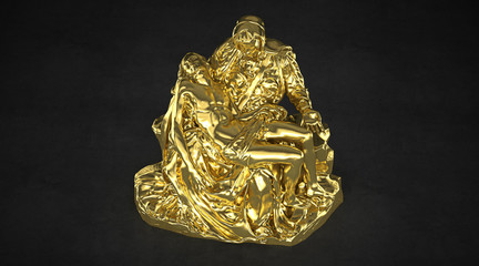 Pietà (Compassion) by Michelangelo, scan 3D, représentation en fil, déposition du Christ, crucifixion, art, sculpture, illustration 3d
