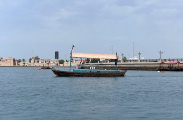 Traditional arabic boats at Dubai creek,United Arab Emirates.