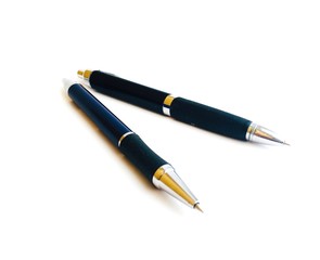 Two pens on a white background