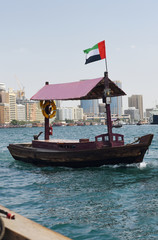Traditional arabic boats at Dubai creek,United Arab Emirates.