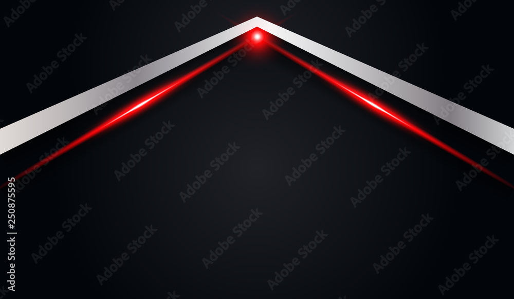 Poster abstract arrow metallic red shiny color black frame layout modern tech design vector template backgr
