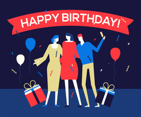 Happy birthday party - flat design style illustration