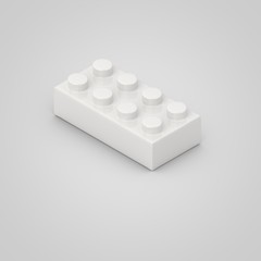 Fototapeta premium White toy building block brick for children. 3d render isolated on white background.