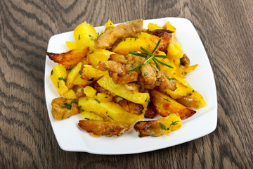 Fried potato with pork