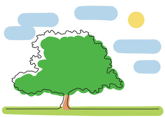 single line drawing of tree