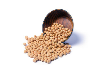 Dried White chickpeas, White Chana, Dried Chickpea Lentils, Raw lentil, Pakistani/Indian beans isolated on white Background