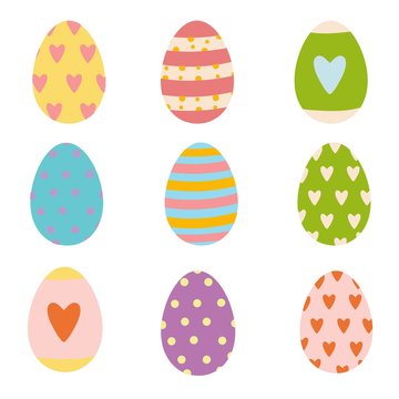 Spring time easter holiday colorful eggs set