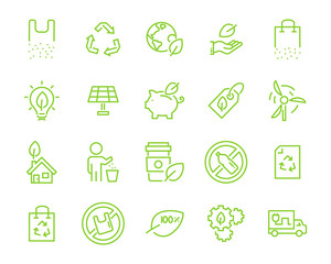 set of eco plastic icons, such as reuse, recycle, nature, green energy, zero waste