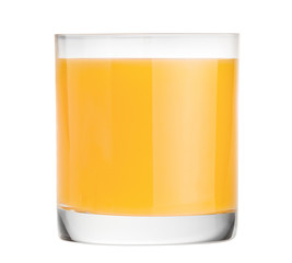 Orange juice glass, Citrus fruit drink white background clipping path