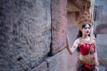 Absara portrait in Muang Tam Sanctuary, the ancient castle in Burirum, Thailand