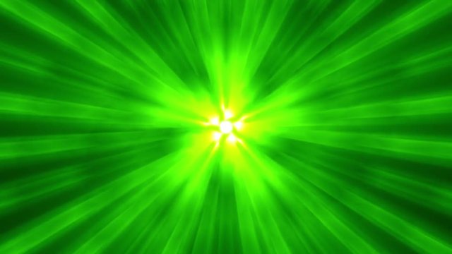 Bursting Five Star Glow Rays Motion Background Loop Green