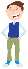 happy kid or teenager boy cartoon character