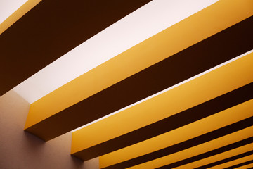 Yellow ceiling beams