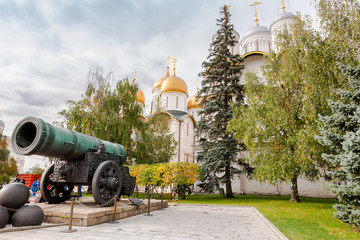 Moscow, Russia - September 30, 2011: Tsar Cannon view in front of Patriarch's Palace