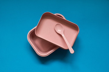 Сotton pads detergency make up on blue background