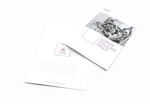 Family-Themed Brochure Layout With Purple Accents