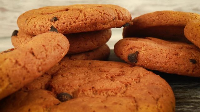 Oatmeal cookies with chocolate close-up