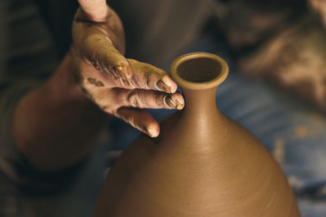 Fototapeta na wymiar pottery art, clay product, molding