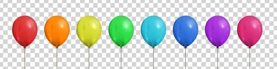 Fotobehang Vector set of realistic isolated colorful balloons for template and invitation decoration on the transparent background. Concept of birthday and anniversary celebration. © comicsans