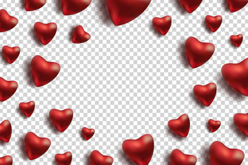 Vector realistic isolated frame with hearts for template and invitation decoration on the transparent background. Concept of Happy Mothers Day.