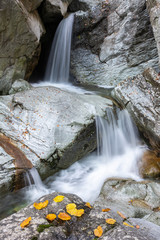 Small rocky mountain waterfall
