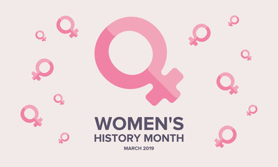 Women's History Month. The annual month that highlights the contributions of women to events in history. Celebrated during March in the United States, the United Kingdom, and Australia. Vector poster