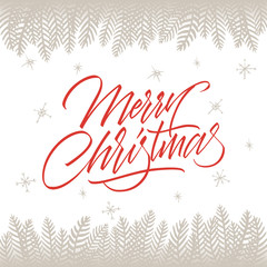 Merry Christmas greeting card with lettering. 