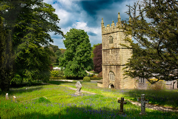 A Spring view of the Church in the grounds of Lanhydrock near Bodmin