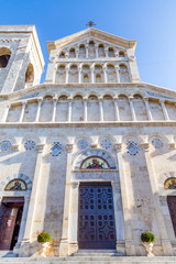 Fototapeta na wymiar Neo Gothic facade of Cagliari Cathedral of Saint Mary in Sardinia Iisland, Italy