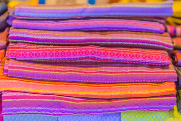 Beautiful patterned on the southern Thai style garment, batik and clothing for sale at the local flea market.