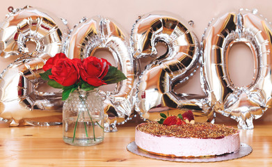 beautiful dessert even more special, strawberry bavarois (also known as Bavarian cream), 2020 new year concept