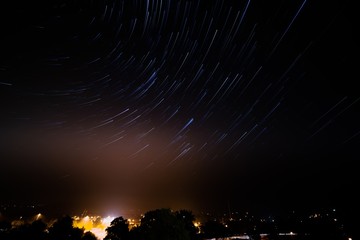 Fototapeta na wymiar Stars trails on night sky
