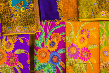 Beautiful patterned on the southern Thai style garment, batik and clothing for sale at the local...