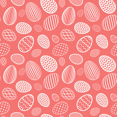 Easter egg seamless pattern. Pastel color, holiday eggs texture. Simple abstract decorative template for Happy Easter celebration. Stylized cute ornament wallpaper, card, fabric. Vector illustration