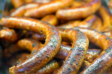 Traditional Hungarian pig slaughter dishes, fried sausages