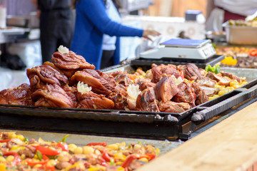 Traditional Hungarian pig slaughter dishes, pork knuckle