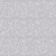 Christmas Tree Pattern Silver on Grey Design Digital Foil. Elegant Design for Background, Wrapping Paper, Fabric, Print and Web