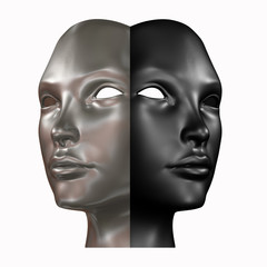 Black and  Silver head 3d rendering