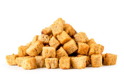 Heap of crackers close up on a white. Isolated.