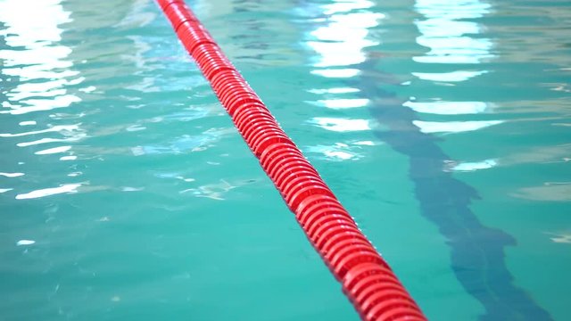 sport pool with track splitter, blue water