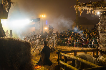 Nativity play in Kaptol square, Advent in Zagreb, Croatia