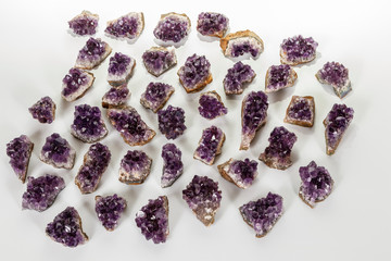 Amethyst Crystal Druse  macro mineral on white background