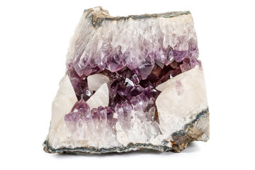 Amethyst Crystal Druse  macro mineral on white background