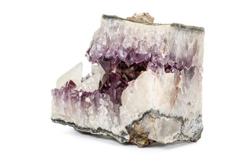 Amethyst Crystal Druse  macro mineral on white background