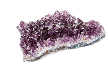 Amethyst Crystal Druse  macro mineral on white background