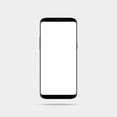 Black modern smartphone Mockup with large frameless screen on gray