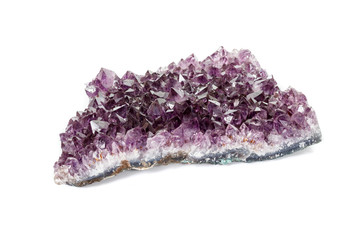 Amethyst Crystal Druse  macro mineral on white background